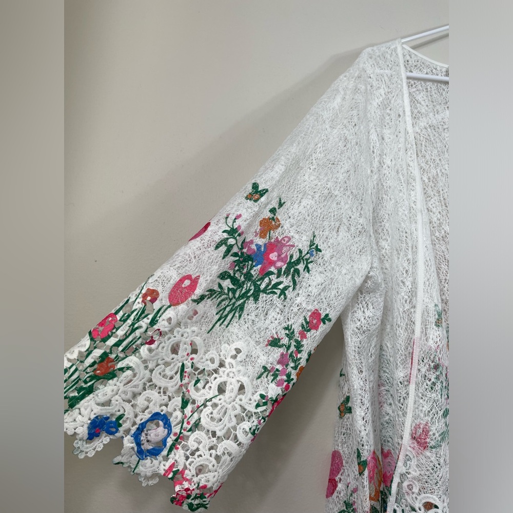 Draper's & Damon's Floral Lace Kimono Cardigan Events Summer Plus Size 2X - Picture 8 of 13